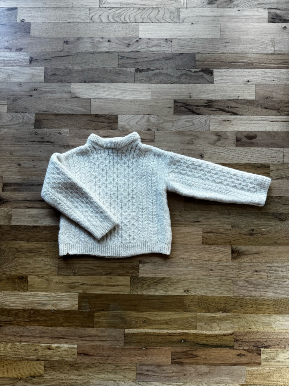 Cozy Cream Cable Knit Kids 100% Merino Wool Sweater